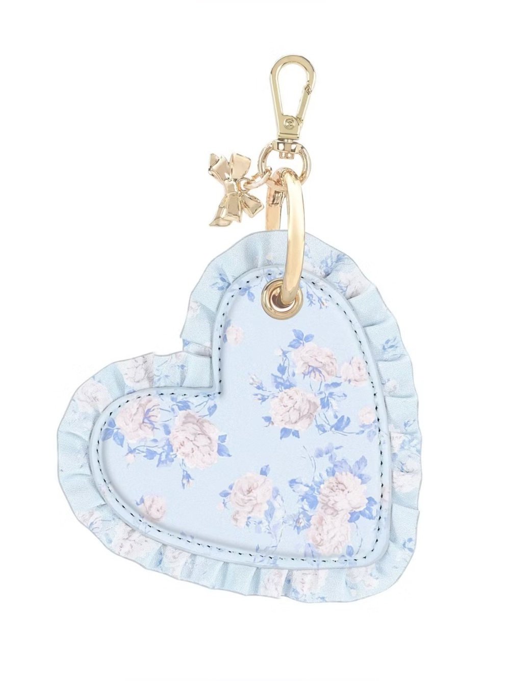 LoveShackFancy Everblooming Rosettes Ruffled Heart AirTag Charm Whisper Blue